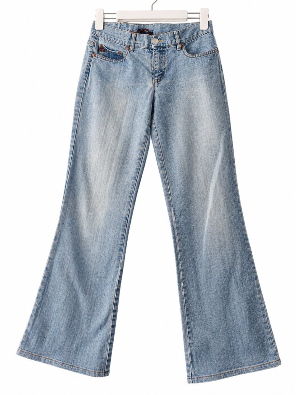 BCBG Max Azria Jeans Light Wash Low Rise Flare Bootcut Y2K Denim 2